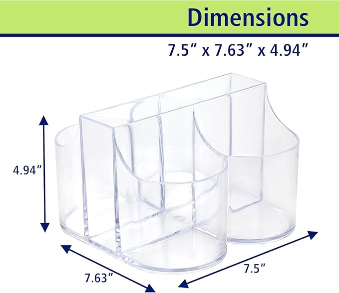 Lillian Tablesettings Cutlery Caddy Organizer 5 Compartment - Silverware Organizer & Napkin Holder - Clear, 6 Pack