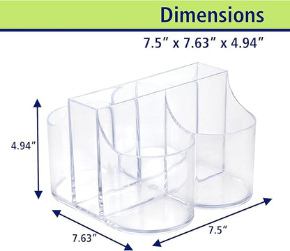 Lillian Tablesettings Cutlery Caddy Organizer 5 Compartment - Silverware Organizer & Napkin Holder - Clear, 6 Pack
