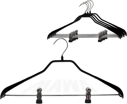 Mawa by Reston Lloyd BodyForm Series Non-Slip Space Saving Clothes Hanger with 2 Clips for Pants or Skirts, Style 42/LK, Set of 5, Black