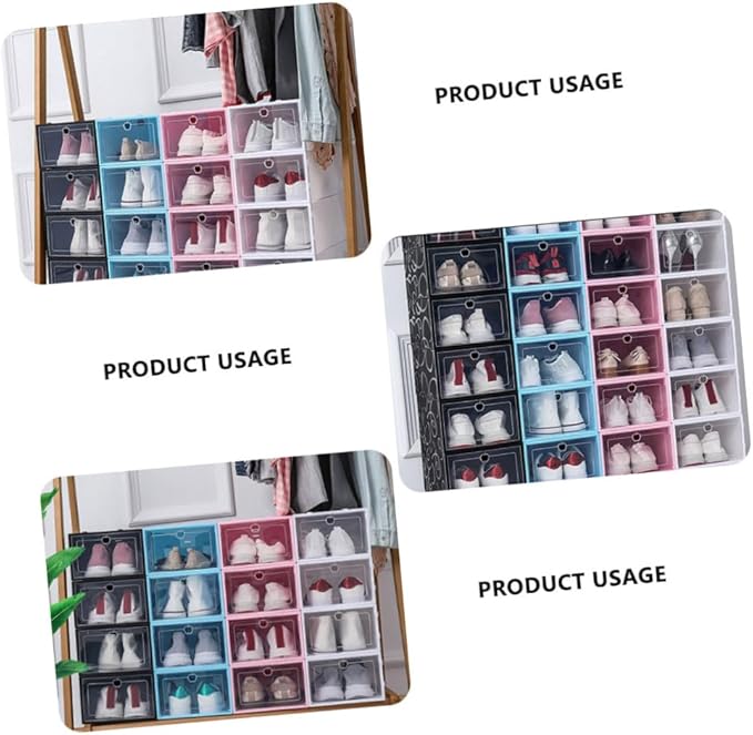 ABOOFAN 6pcs Plastic Shoe Box Storage Containers Stackable Sneaker Case Footwear Box Detachable Design