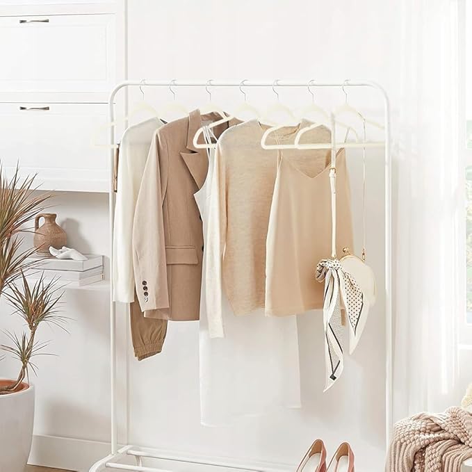 Stormix 36 Pack Velvet Hangers, 17.3 x 8.9 Inches Clothes Hangers, Non Slip Dresses Hangers with Shoulder Notches for Adult Cream