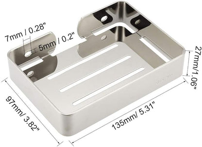 uxcell Soap Dish Holder Saver SUS304 Stainless Steel Wall Mounted Tray with Installation Kits Bright Silver for Shower Bathroom Tub and Kitchen Sink
