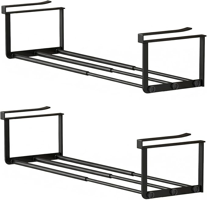 2-Pack Expandable Shoe Rack & Hanging Shoe Organizer, Adjustable Under Shelf Storage for Closet, 16.5"-31.5" Space Saving Rack for Closet Pantry Laundry Room