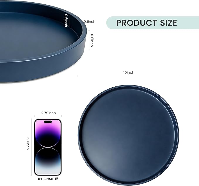 1 Pack 10" Bathroom and Vanity Tray, ABS Bathroom Counter Organizer, Coffee Table Decor for Perfume, Candles, Keys &More. Kitchen Countertop Organizer, Decorative Tray Soap Holder, Blue
