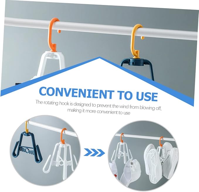 Outanaya 3pcs Multi Functional Drying Shoe Rack Foldable Plastic Organizer for Slippers Double Hook Design for Home Use Space Saving Hanging Drying