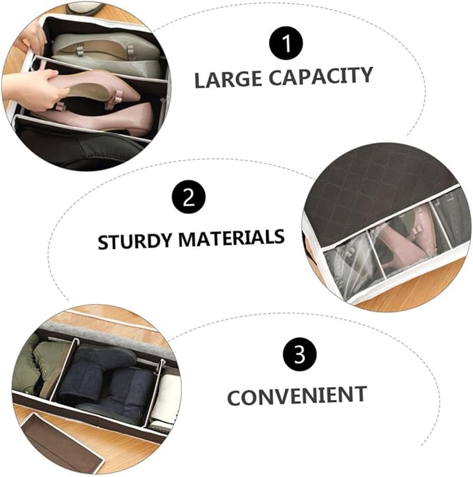 Luxshiny Foldable Non Woven Shoe Storage Case with Transparent Compartments Practical Multi Purpose Shoe Organizer Box for Dorm and Closet Large Capacity Dustproof in Small