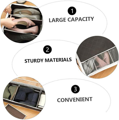 Luxshiny Foldable Non Woven Shoe Storage Case with Transparent Compartments Practical Multi Purpose Shoe Organizer Box for Dorm and Closet Large Capacity Dustproof in Small