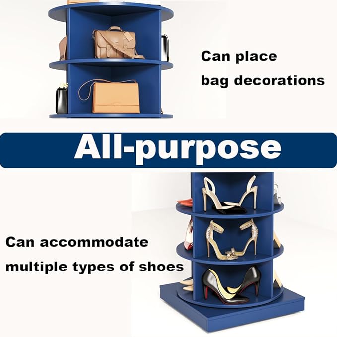HomVent Rotating Shoe Rack, 7-Tier Spinning Shoe Rack Tower, Free Standing 360° Revolving Shoe Organizer Shoe Storage Shelf Hold Over 28 Pairs Shoes for Entryway Living Room