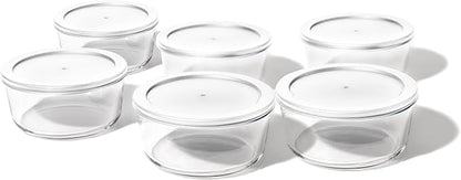 12-Piece Glass Food Storage Containers Set (6 Containers + 6 BPA-Free Lids) | 4-Cup, Leakproof | Microwave, Freezer, Oven & Dishwasher Safe | Ideal for Meal Prep & Pantry Organization, White
