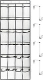 Over the Door Shoe Organizer, 24 Pocket Breathable Mesh Hanging Shoe Organizer, Up to 40 Pounds Non Slip Shoe Holder, Sturdy over the Door Storage Fits for Size 13 Shoes 59x21 Hanging Shoe Organizer