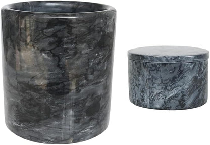 HillSpring Marble Salt Cellar, Utensil Holder, for Kitchen (Black)