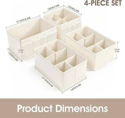 Cosmetic Storage Bins Makeup Organizer, Adjustable Multifunction Storage Box Desk Drawer Divider for Makeup Brushes, Bathroom Countertop or Dresser, Set of 4