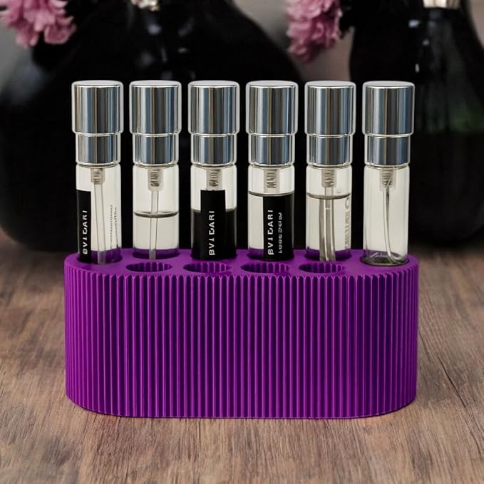 Perfume Sample Organizer for Bathroom or Vanity – Ideal Makeup and Skincare Storage, Desk and Bathroom Counter Organizer, Gift for Her (8mL Purple - Fits Subscription Sized Vials)