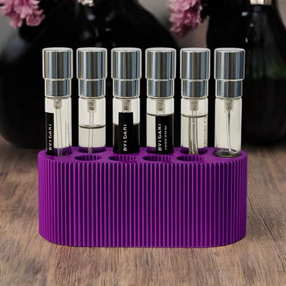 Perfume Sample Organizer for Bathroom or Vanity – Ideal Makeup and Skincare Storage, Desk and Bathroom Counter Organizer, Gift for Her (8mL Purple - Fits Subscription Sized Vials)