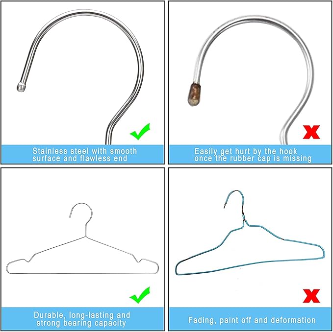 Seropy 30 Pack 16.5 Inch and 50 Pack 17.7 Inch Metal Clothes Heavy Duty Stainless Steel Coat Hangers with Anti-Slip Notch