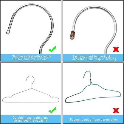 Seropy 30 Pack 16.5 Inch and 50 Pack 17.7 Inch Metal Clothes Heavy Duty Stainless Steel Coat Hangers with Anti-Slip Notch