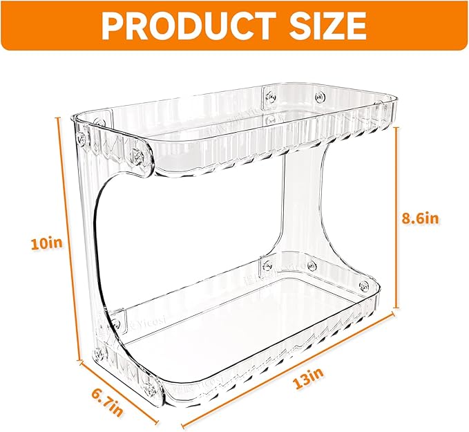 Clear 2 Tier Bathroom Organizer Countertop,10 Inch High-Capacity Vanity Shelf Organizer and Bathroom Tray for Beauty,Lotion,Skin Care,Face Products Make Up,Cosmetic Storage and Perfume Organizers