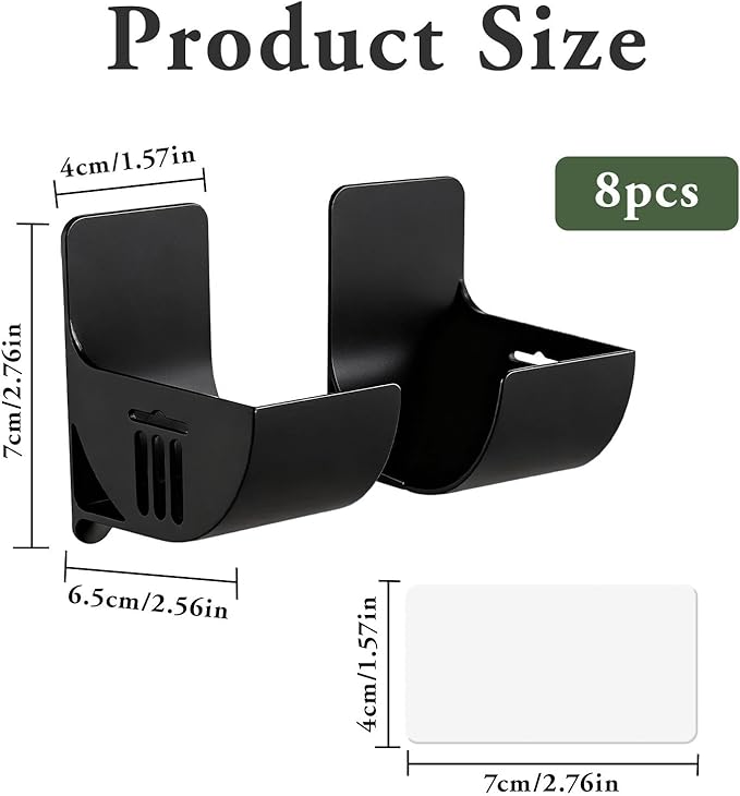 4 Pairs Bin Bag Holder Self-Adhesive Foil Holder Wall Mounted Plastic bag Holders Cupboard Door Storage Organiser No Punching Garbage Bag Dispenser for Tin Foil,Cling Film,Trash (Black)