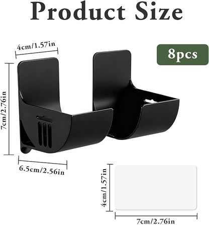 4 Pairs Bin Bag Holder Self-Adhesive Foil Holder Wall Mounted Plastic bag Holders Cupboard Door Storage Organiser No Punching Garbage Bag Dispenser for Tin Foil,Cling Film,Trash (Black)