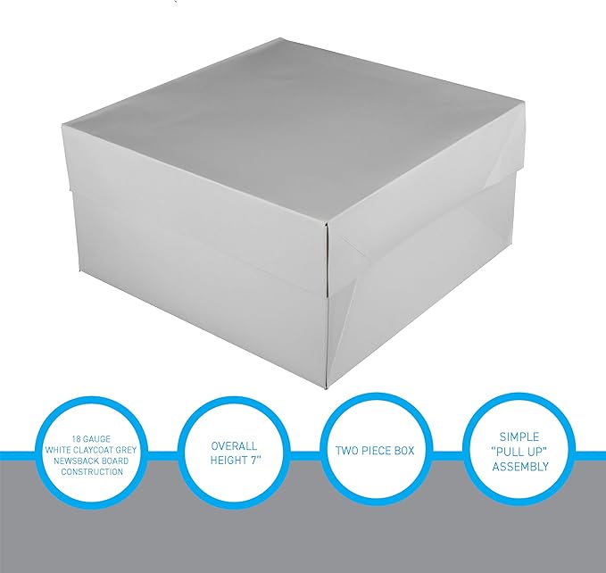 Hat Boxes with Handles - White - 14" x 14" x 7" - Case of 25 - Sturdy White Cardboard Hat Box with Handles - Premium Cardboard Hat Boxes with Lids for Secure Storage - Elegant Hat Box Solution