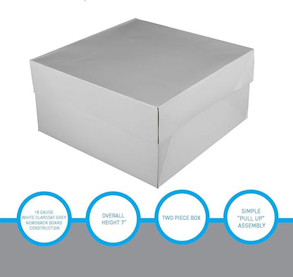 Hat Boxes with Handles - White - 14" x 14" x 7" - Case of 25 - Sturdy White Cardboard Hat Box with Handles - Premium Cardboard Hat Boxes with Lids for Secure Storage - Elegant Hat Box Solution