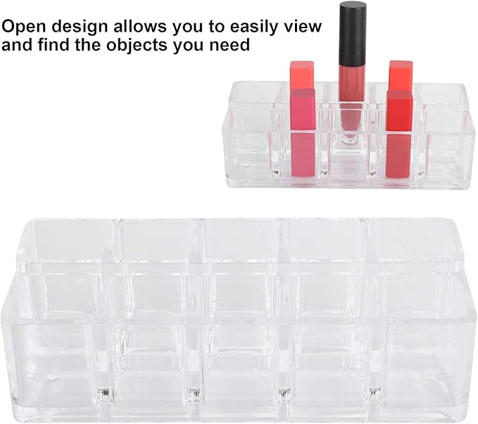 Lipstick Holder, 10 Slots Acrylic Lipstick Organizer, Lipstick Holder Case Display RackStand Cosmetic Makeup Organizer, Lipgloss Organizer, Makeup Holder Storage Display