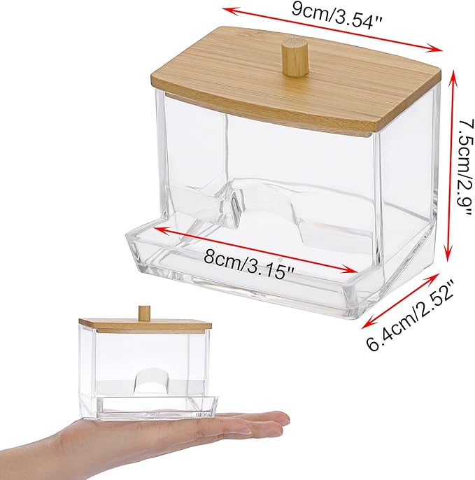 Hipiwe Acrylic Q-Tip Holder with Lid - Clear Q-Tips Dispenser Bathroom Containers Canister Cotton Swab Holder Bathroom Countertop Storage Organizer for Q-tip Cotton Swab