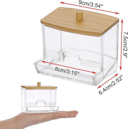 Hipiwe Acrylic Q-Tip Holder with Lid - Clear Q-Tips Dispenser Bathroom Containers Canister Cotton Swab Holder Bathroom Countertop Storage Organizer for Q-tip Cotton Swab