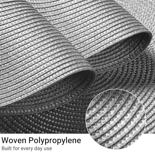 FunWheat Round Braided Placemats Set of 4 Table Mats for Dining Tables Woven Washable Non-Slip Place mats 15inch (Grey, 4pcs) - Image 3