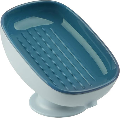 Soap Holder Self Draining for Sink Soap Holder Suction Cup Bar Soap Holder for Kitchen Bathtub - Blue