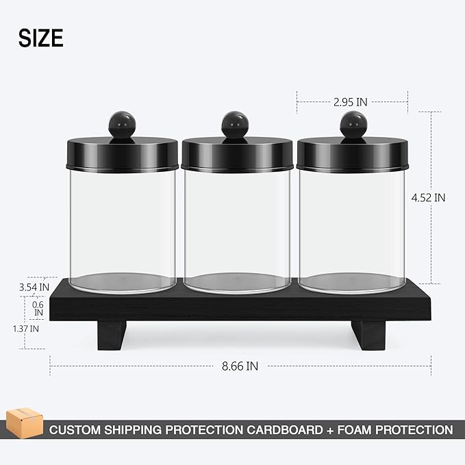 3 Pack Qtip Holder Dispenser for Cotton Swabs, Balls, Pads, Floss Picks - Qtip Holder Bathroom Set with Vanity Tray.Bathroom Essentials Accessories Decor, Vanity Makeup Storage Organizer