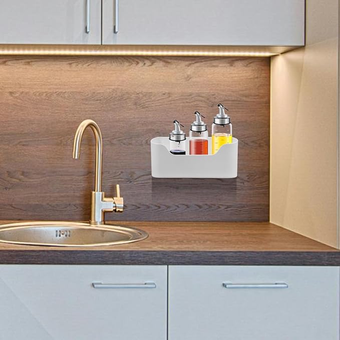 ULTECHNOVO 2-Pack Adhesive Cabinet Door Organizer Kitchen Storage Rack for Bathroom Pantry Hanging Storage Bins for Spices Small Items 9.21X4.33X2.75 Inch