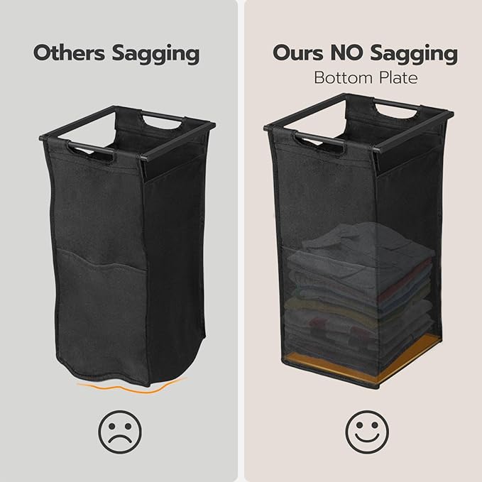 HOOBRO Laundry Hamper, Laundry Sorter 2 Section, 2 × 13 Gal (49.5L), Laundry Basket with Wheels, Rolling Cart, Pull-Out and Removable Oxford Fabric Bags, Rustic Brown and Black BF72XY01