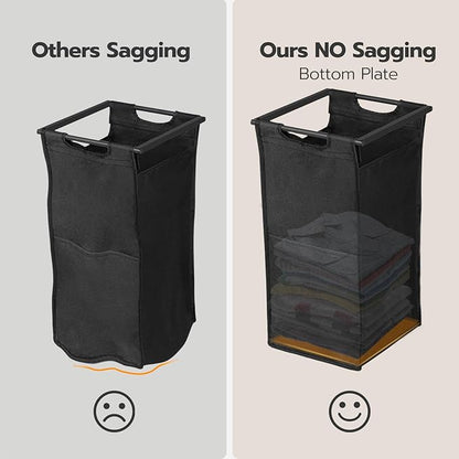 HOOBRO Laundry Hamper, Laundry Sorter 2 Section, 2 × 13 Gal (49.5L), Laundry Basket with Wheels, Rolling Cart, Pull-Out and Removable Oxford Fabric Bags, Rustic Brown and Black BF72XY01