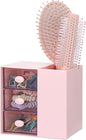 Plastic Hair Accessories Organizer with Comb Holder Makeup Container Jewelry Storage Box for Vanity Bathroom Countertop, Pink
