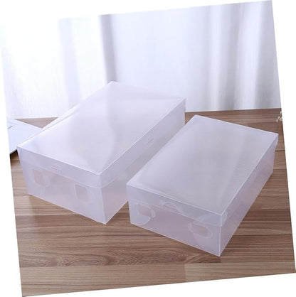 TEHAUX 6PCS Transparent Dustproof Shoe Boxes Plastic Storage Containers with Flip Cover Stackable Shoe Organizers for Home and Shop
