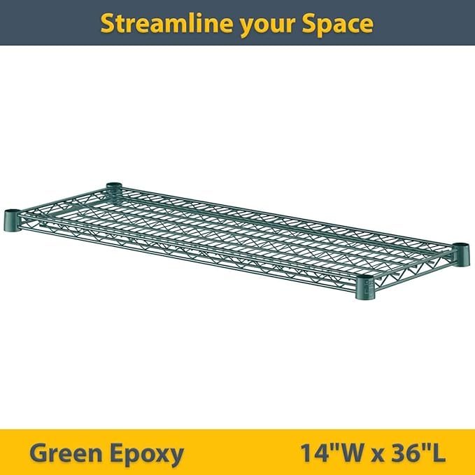 2 Pack Green Additional Wire Shelf for 14"x36" NSF Shelving Units, Replacement Shelves for Wire Rack
