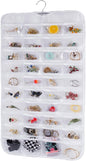 Bloss Hanging Jewelry Organizer, Double Sided 80 Pockets Jewelry Chain Storage Bag 2 Layer of Fabric Jewelry Organizer Holder for Necklace Bracelet Earring Rings - White