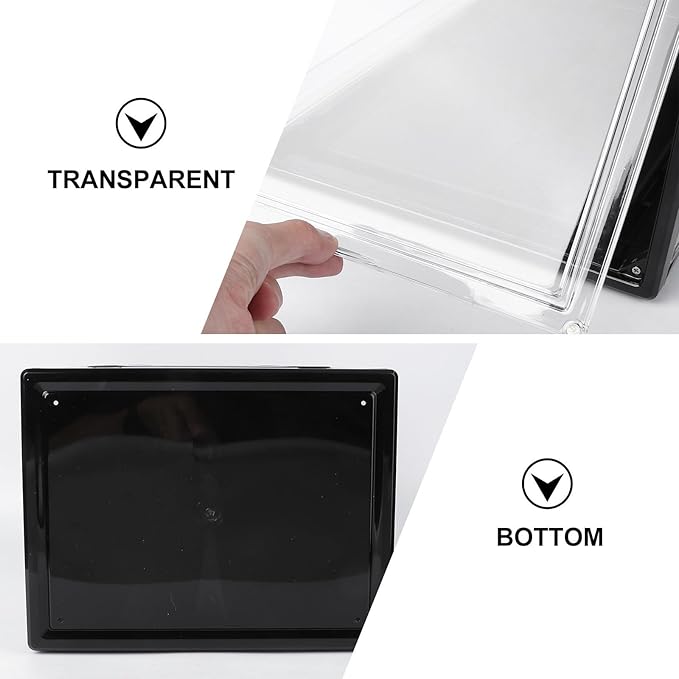 Stackable Shoe Storage Box with Flip-top Lid Large Black Drawer-style Organizer for Men and Women Sneakers and Boots Home Shoe Cabinet