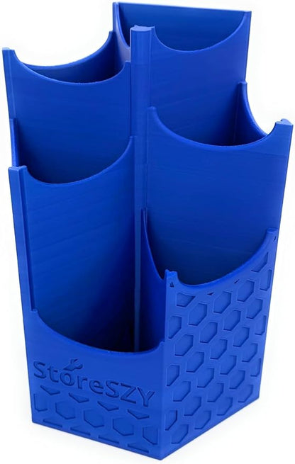 Magnetic Zip Tie Holder – Tool Organizer with Rubberized Magnets | Multiple Sizes & Colors for Garage, Shop, or Toolbox Storage (Blue, Tall-Multipocket)
