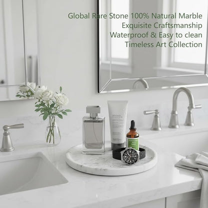 Marmor Marble Perfume Tray Bathroom Tray for Decorative,Candles,Jewelry Stone Vanity Tray,Kitchen Counter Decor and Home Decorative Tray(Calacatta Marble White) Jewelry Tray Unique Festival Gifts