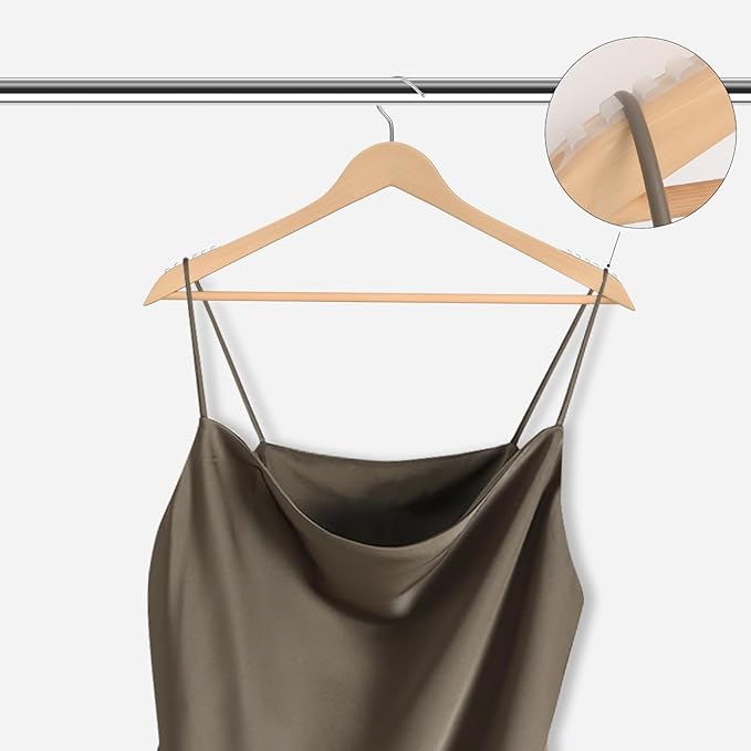 10 Pack Ergonomic Design Wooden Hangers with 360° Swivel Hook, Suit Hanger with Non Slip Pants Bar, Solid Wood Coat Hangers for Dress, Jacket, Pants, Heavy Clothes