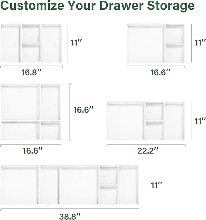 Kootek 16 Pack Drawer Organizer Clothes, Dresser Drawer Organizers for Clothing Fabric Foldable Closet Organizers and Storage Bins for Baby Clothes, Nursery, Underwear, Bras, Socks