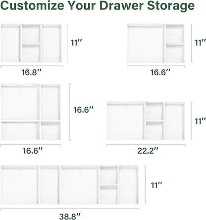 Kootek 16 Pack Drawer Organizer Clothes, Dresser Drawer Organizers for Clothing Fabric Foldable Closet Organizers and Storage Bins for Baby Clothes, Nursery, Underwear, Bras, Socks
