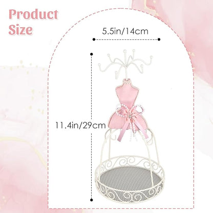 Jewelry Stand Holder, Hanging Jewelry Organizer Elegant Lady Model Earring Necklace Towers Mannequin Princess Dress Rack for Bracelets Earrings Rings Women Girls