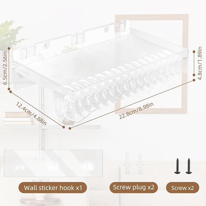 MAGTSMEI Multi-functional Baseball Hat Rack for Wall,Hat Organizer for Baseball Caps with Shelf,Over Door Hat Storage Holder Up to 16 Hats for Closet-Clear