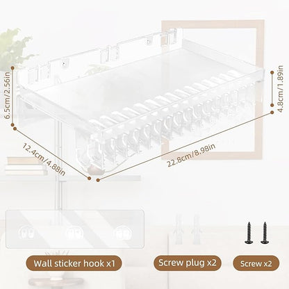MAGTSMEI Multi-functional Baseball Hat Rack for Wall,Hat Organizer for Baseball Caps with Shelf,Over Door Hat Storage Holder Up to 16 Hats for Closet-Clear