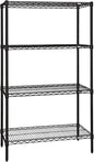 Quantum Storage Systems WR86-2172BK-5 Wire Shelving Starter Kit, 72" W x 21" D x 86" H, 600 lbs Capacity, Carbon Steel, Epoxy Coated, Black, NSF