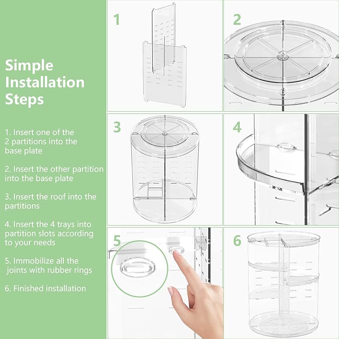 360 Rotating Makeup Organizer, Large Capacity Cosmetics Organizer for Perfume Holder Organizer Countertop DIY Spinning Makeup Organizer Fits Makeup Brushes Lipsticks Clear (White)