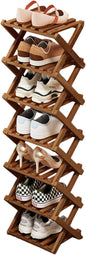YYW Bamboo Shoe Rack for Entryway, Free Standing Shoe Racks Shelf Closet, Widen Foldable Vertical Shoe Storage Organizer for Living Room